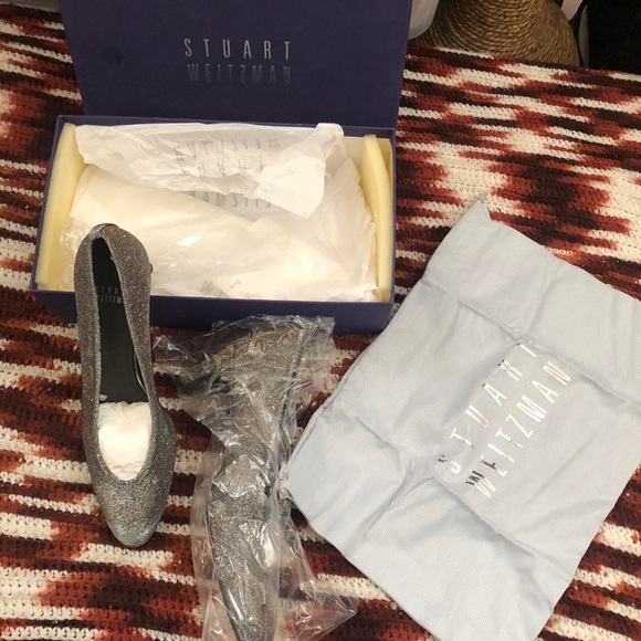 $385 NEW Stuart Weitzman Chicpump Pumps Heels Pyrite Nocturn Iridescent Sparkle - Picture 2 of 8